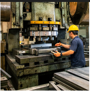 Power press machine at Bhumi Industries
